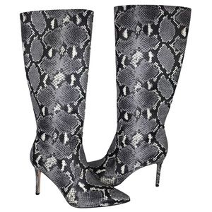 Nine West Gray Snake High Boots Sz 9 1/2